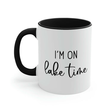 I'm On Lake Time Ceramic Beach Coffee Mug, 5 Colors Mugs New England Trading Co Black
